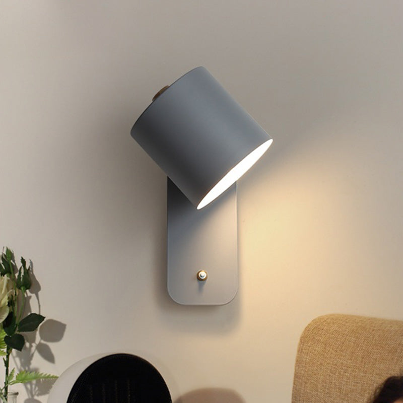 Swivel Cylinder Reading Lamp - Nordic Metal Wall Light with Power Button