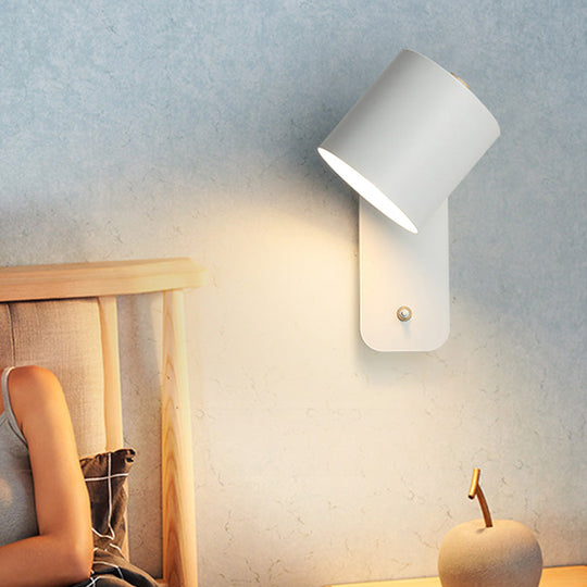 Swivel Cylinder Reading Lamp - Nordic Metal Wall Light with Power Button