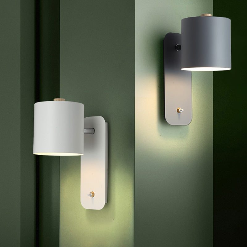 Swivel Cylinder Reading Lamp - Nordic Metal Wall Light with Power Button
