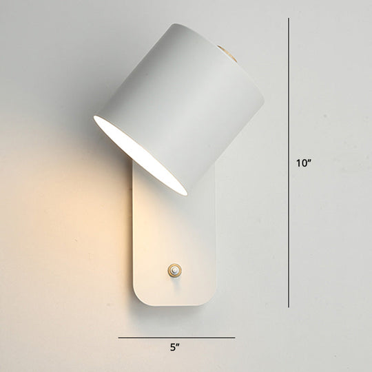 Swivel Cylinder Reading Lamp - Nordic Metal Wall Light with Power Button