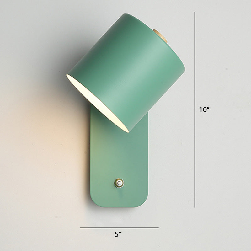 Swivel Cylinder Reading Lamp - Nordic Metal Wall Light with Power Button