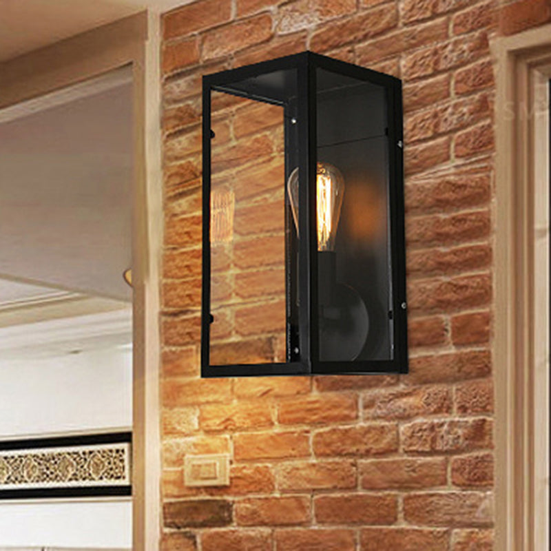 Industrial Metal Wall Mount Lamp with Black Shade - 1 Head Corridor Lighting