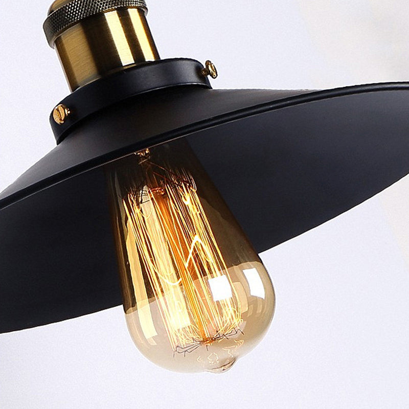 Industrial Metal Wall Mount Lamp with Black Shade - 1 Head Corridor Lighting