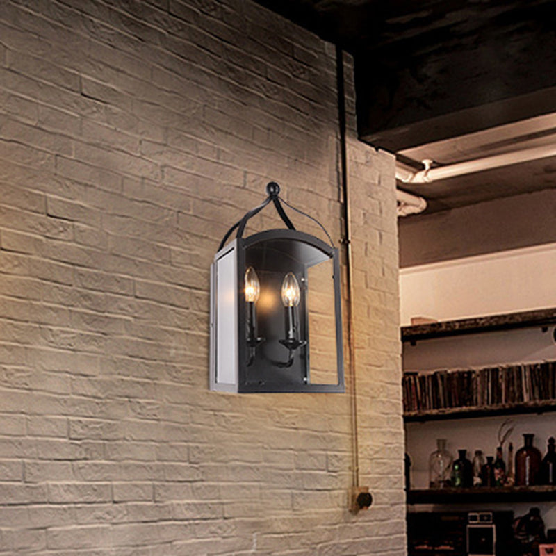 Industrial Metal Wall Mount Lamp with Black Shade - 1 Head Corridor Lighting