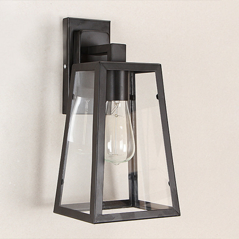 Industrial Metal Wall Mount Lamp with Black Shade - 1 Head Corridor Lighting