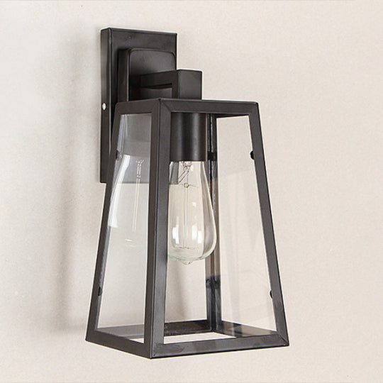 Industrial Metal Wall Mount Lamp with Black Shade - 1 Head Corridor Lighting