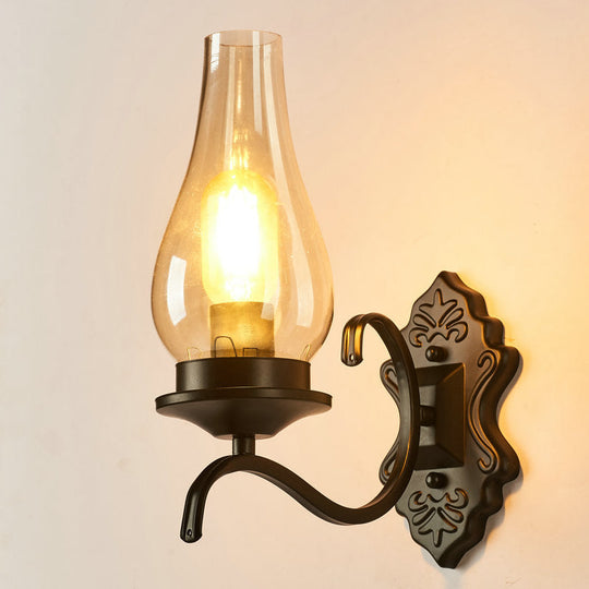 Rustic Clear Glass Lantern Wall Sconce - Perfect Living Room Lighting