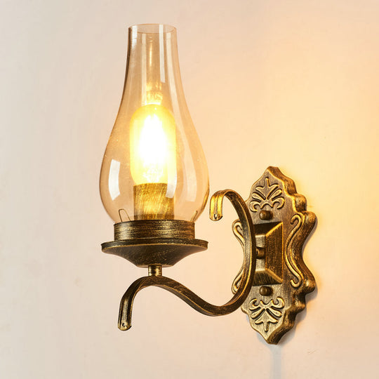 Rustic Clear Glass Lantern Wall Sconce - Perfect Living Room Lighting