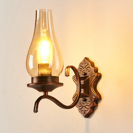 Rustic Clear Glass Lantern Wall Sconce - Perfect Living Room Lighting