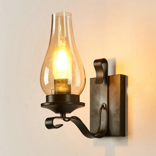 Rustic Clear Glass Lantern Wall Sconce - Perfect Living Room Lighting