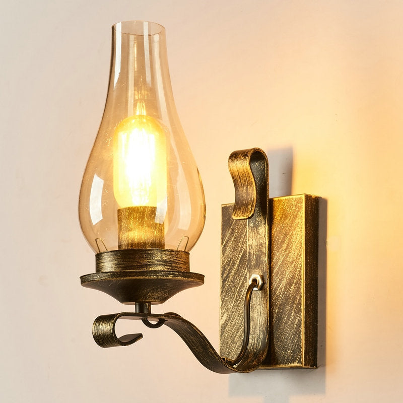 Rustic Clear Glass Lantern Wall Sconce - Perfect Living Room Lighting