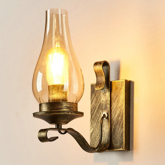 Rustic Clear Glass Lantern Wall Sconce - Perfect Living Room Lighting