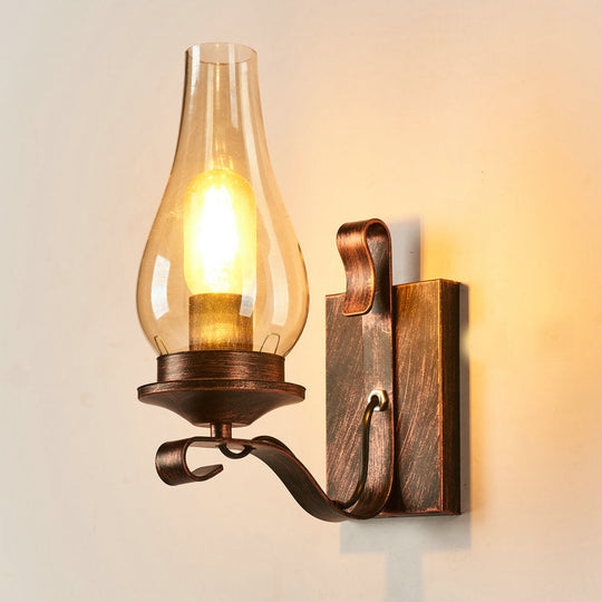 Rustic Clear Glass Lantern Wall Sconce - Perfect Living Room Lighting