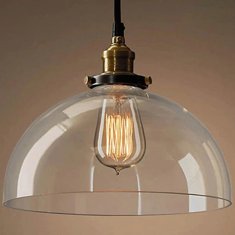 Industrial Wall Lamp with Swivel Glass Shade - Brass-Black Finish for Kitchen and More