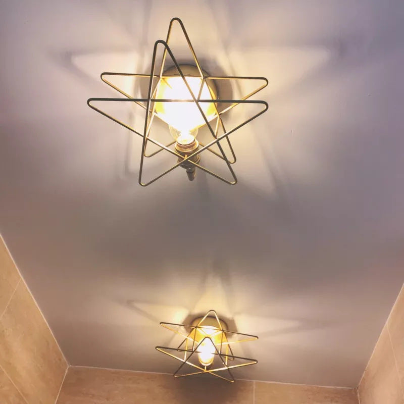 Minimalist Gold Iron Wire Star Wall Sconce with 1 Head for Bedroom Lighting