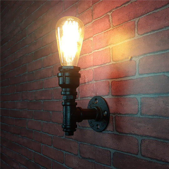Industrial Pipe Socket Wall Light - Single Metal Sconce for Corridor