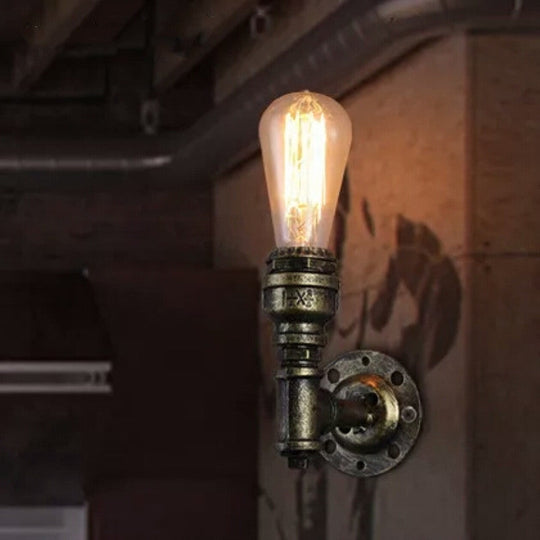 Industrial Pipe Socket Wall Light - Single Metal Sconce for Corridor