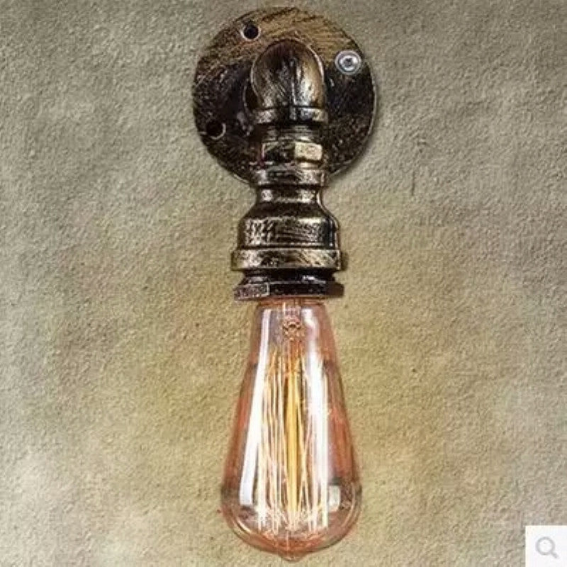 Industrial Pipe Socket Wall Light - Single Metal Sconce for Corridor