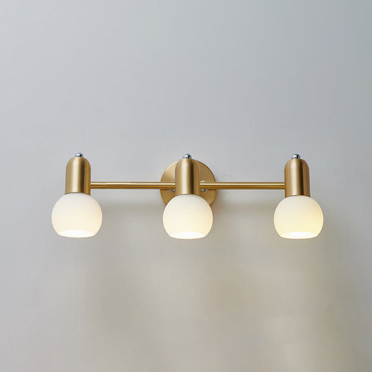 Versatile Swivel Dome Milk Glass Vanity Light - Postmodern Brass Wall Lamp for Bath Décor