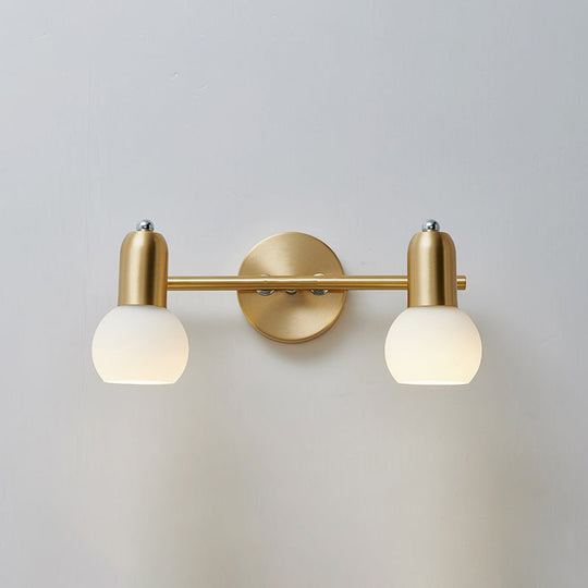 Versatile Swivel Dome Milk Glass Vanity Light - Postmodern Brass Wall Lamp for Bath Décor