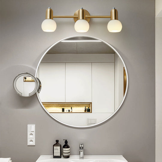 Versatile Swivel Dome Milk Glass Vanity Light - Postmodern Brass Wall Lamp for Bath Décor