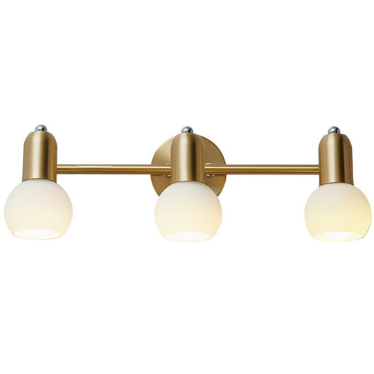 Versatile Swivel Dome Milk Glass Vanity Light - Postmodern Brass Wall Lamp for Bath Décor