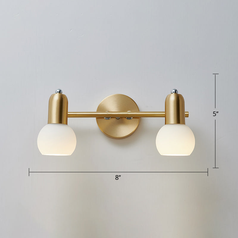 Versatile Swivel Dome Milk Glass Vanity Light - Postmodern Brass Wall Lamp for Bath Décor