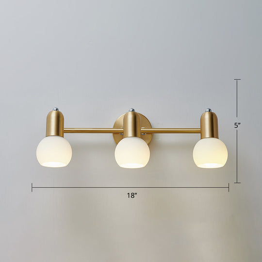 Versatile Swivel Dome Milk Glass Vanity Light - Postmodern Brass Wall Lamp for Bath Décor