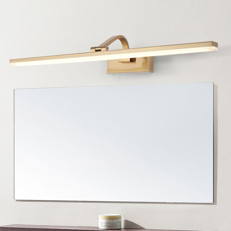 Modern Brass Linear Vanity LED Light with Swing Arm - Acrylic Wall Mount Fixture