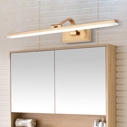 Modern Brass Linear Vanity LED Light with Swing Arm - Acrylic Wall Mount Fixture