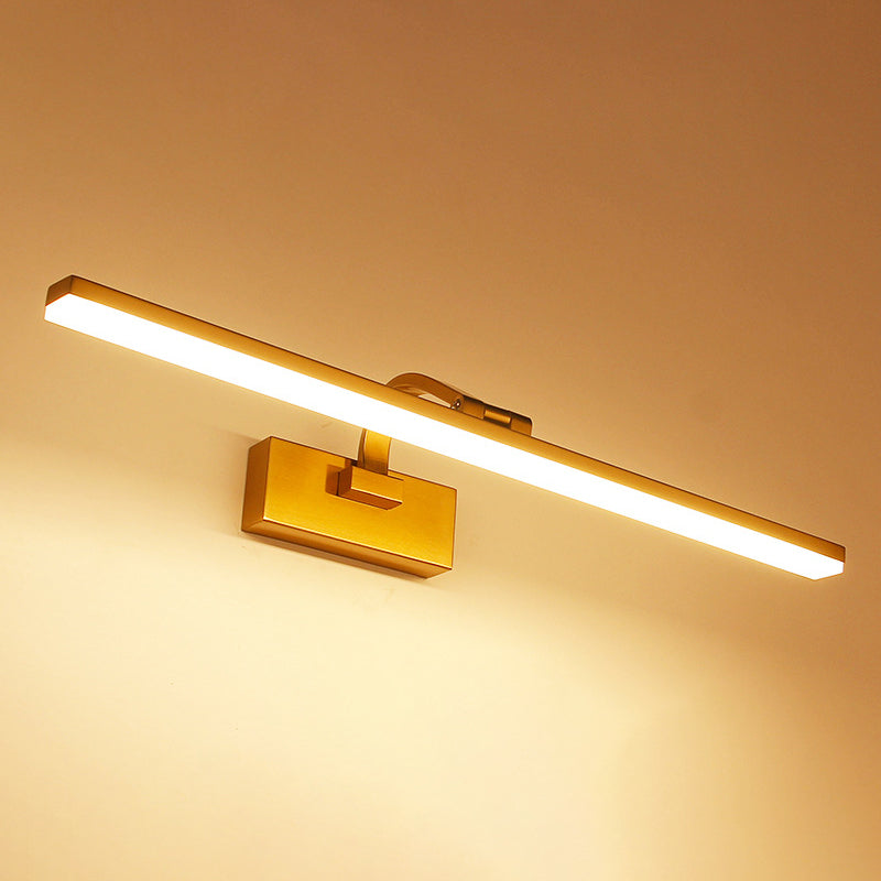 Modern Brass Linear Vanity LED Light with Swing Arm - Acrylic Wall Mount Fixture