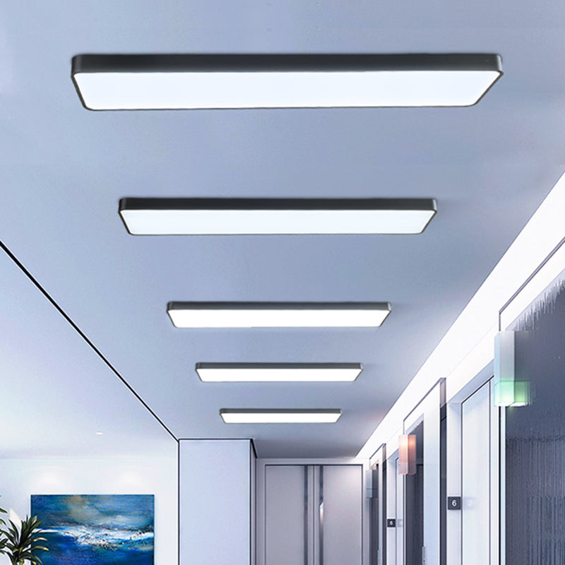 Modern LED Flush Light with Rectangular Acrylic Shade - Office Ceiling Mounted