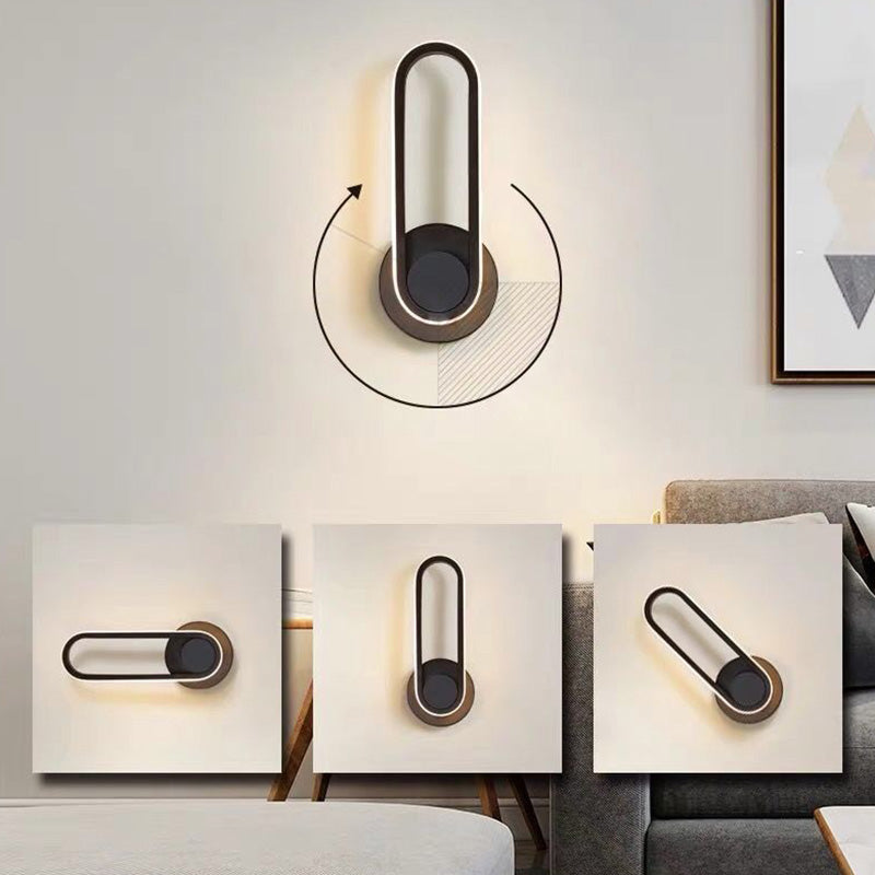 Nordic Metal LED Rotatable Oblong Wall Mount Lamp for Bedroom Lighting