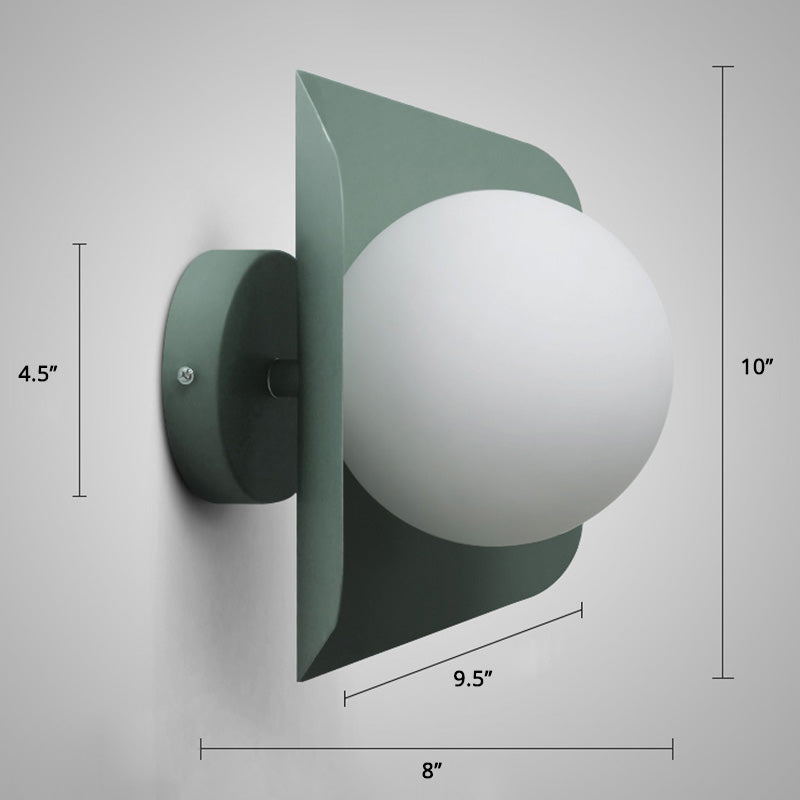 Hexagonal Metal Wall Sconce with Opaline Glass Shade - Single Mount Light