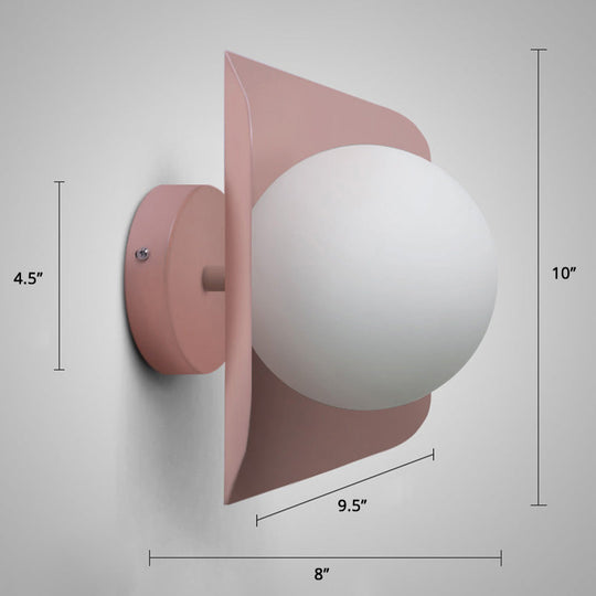 Hexagonal Metal Wall Sconce with Opaline Glass Shade - Single Mount Light