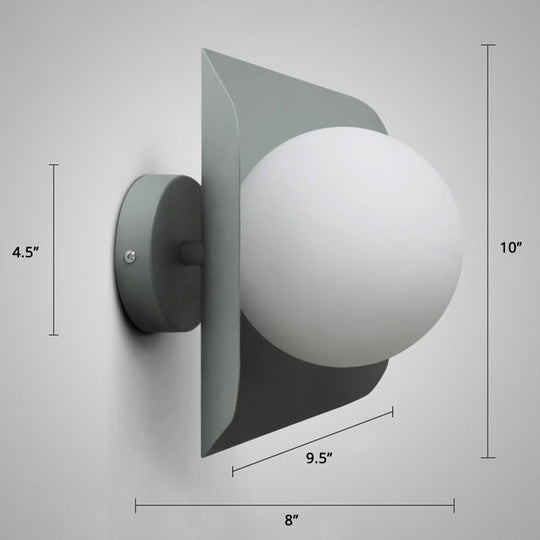 Hexagonal Metal Wall Sconce with Opaline Glass Shade - Single Mount Light