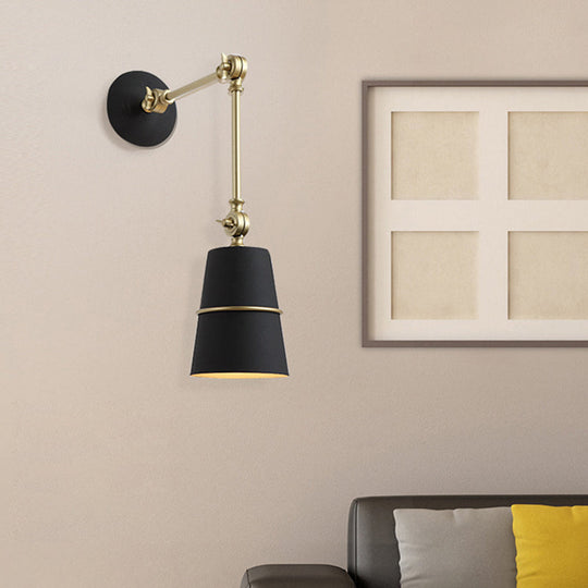 Industrial Metal Swing Arm Wall Mount Reading Lamp with Tapered Shade