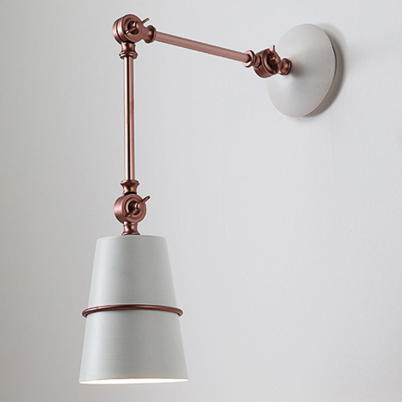 Industrial Metal Swing Arm Wall Mount Reading Lamp with Tapered Shade