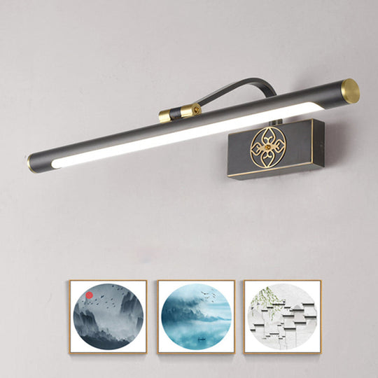 Rotatable LED Tube Vanity Light in Gold-Black for a Classic Look