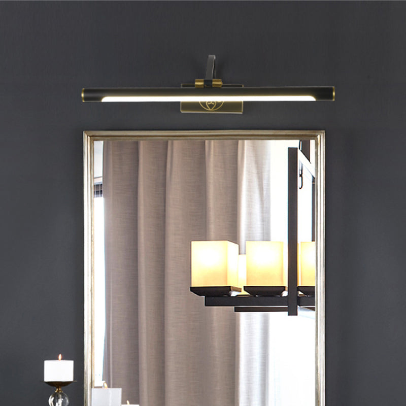 Rotatable LED Tube Vanity Light in Gold-Black for a Classic Look