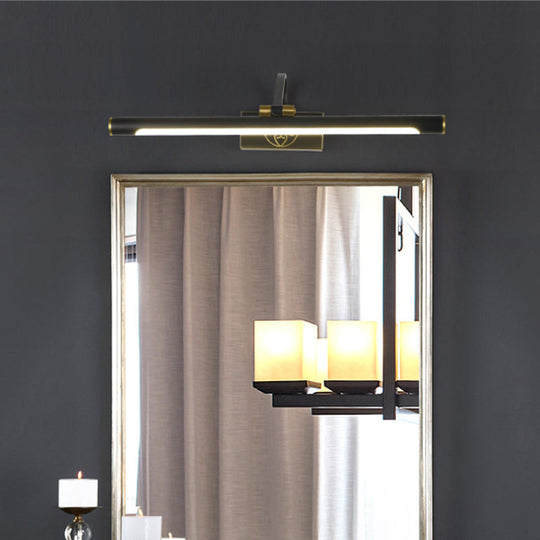 Rotatable LED Tube Vanity Light in Gold-Black for a Classic Look