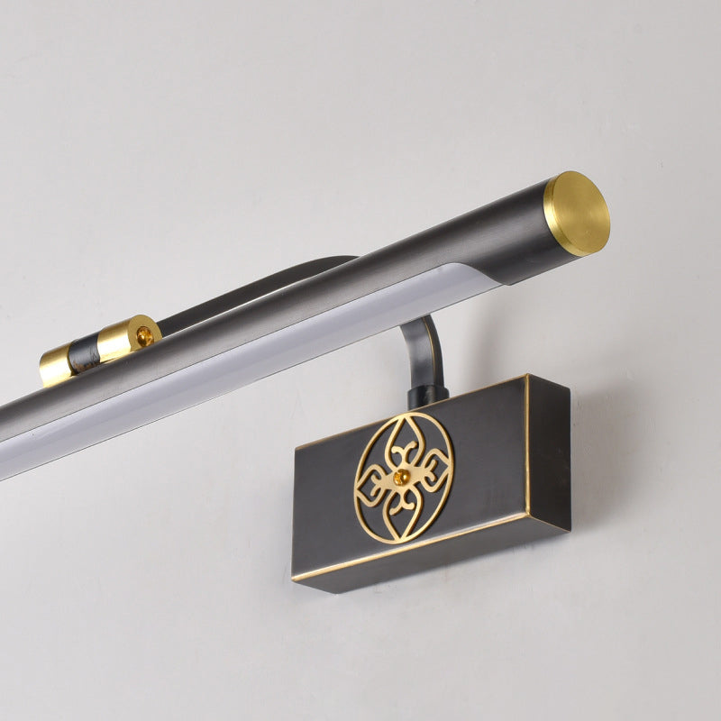 Rotatable LED Tube Vanity Light in Gold-Black for a Classic Look