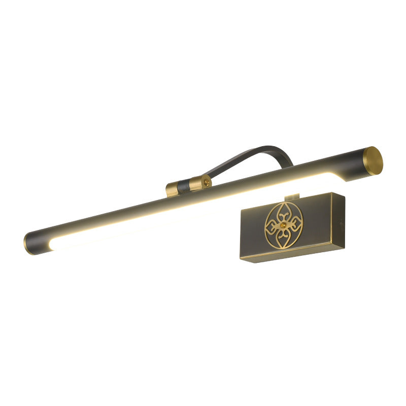 Rotatable LED Tube Vanity Light in Gold-Black for a Classic Look