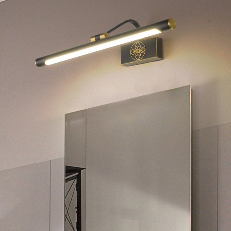 Rotatable LED Tube Vanity Light in Gold-Black for a Classic Look