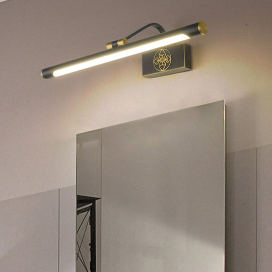 Rotatable LED Tube Vanity Light in Gold-Black for a Classic Look