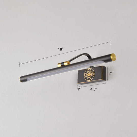 Rotatable LED Tube Vanity Light in Gold-Black for a Classic Look