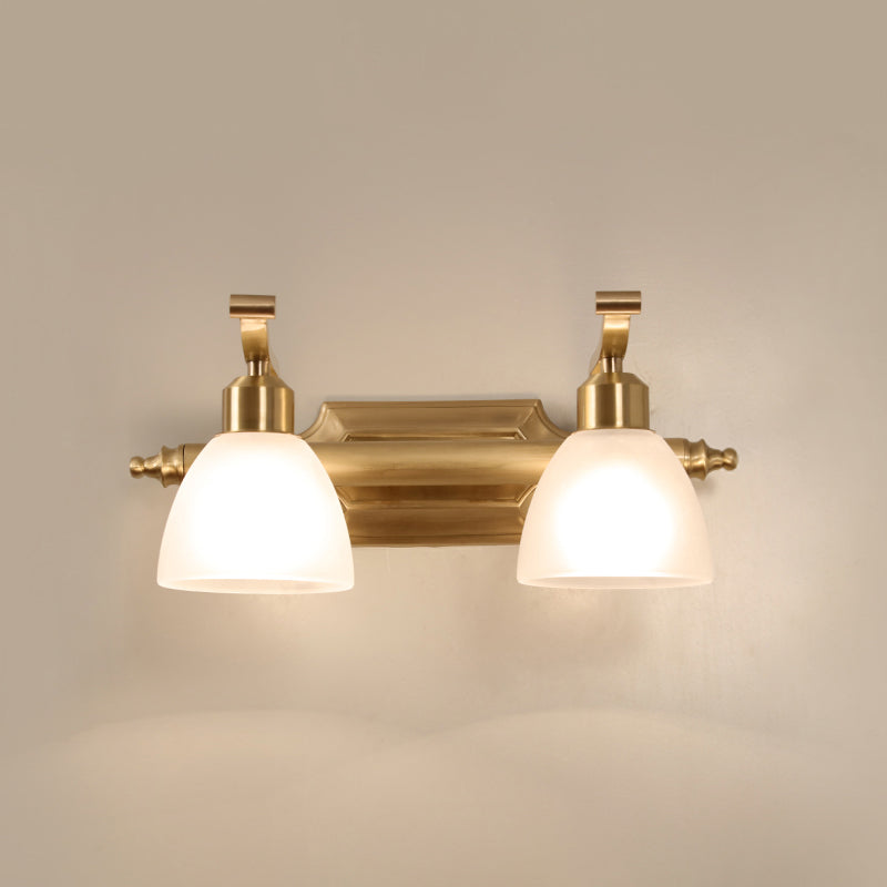 Vintage Frosted White Glass Bell Vanity Lamp - Wall Mount Bathroom Lighting Fixture
