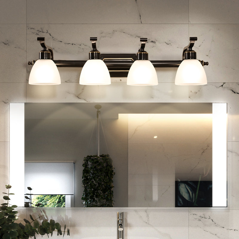 Vintage Frosted White Glass Bell Vanity Lamp - Wall Mount Bathroom Lighting Fixture