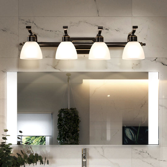 Vintage Frosted White Glass Bell Vanity Lamp - Wall Mount Bathroom Lighting Fixture