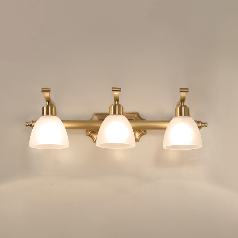 Vintage Frosted White Glass Bell Vanity Lamp - Wall Mount Bathroom Lighting Fixture